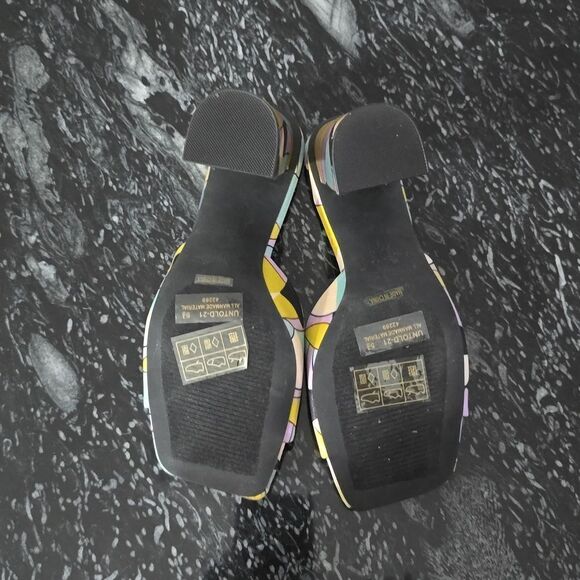 BRAND NEW BAMBOO UNTOLD 21 1960s STAINED GLASS SQUARE TOE MULE HEELS SANDAL - Picture 13 of 16